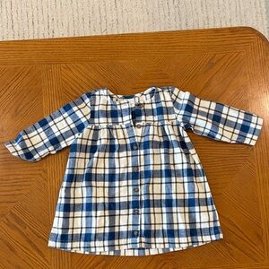 Hanna Andersson Blue and White Plaid Shirt